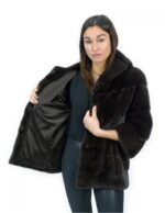 Aurora горизонтальный норка капюшон куртка 44 рукава 3/4 крючка и застежка карманов — изображение 7