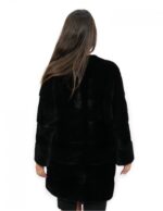 Пальто без воротника или воротника chanel 44 горизонтальная норка с длинным рукавом и внешними карманами — изображение 6