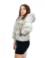 Horizontaler Nerzfell-Saphir 42 Kordelzug Innenärmel langer Kapuzenhakenverschluss – Bild 3