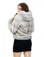 Horizontaler Nerzfell-Saphir 42 Kordelzug Innenärmel langer Kapuzenhakenverschluss – Bild 6