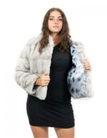 Horizontaler Nerzfell-Saphir 42 Kordelzug Innenärmel langer Kapuzenhakenverschluss – Bild 7