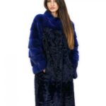 Cappotto pelliccia 48 persiano e visone collo cratere chiusura calamita lungo