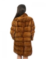 Fur coat 52 mink gold 91 cm horizontal with pistachio external pockets - Image 6