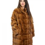 Cappotto pelliccia 56 visone gold 91 centimetri orizzontale con pistagna tasche esterne