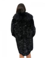 Mink petal coat 50 with fox fur collar hook closure and long sleeves - Image 5