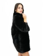 Mink horizontal coat 74 cm black 46 three-quarter sleeves with external pockets and hooks - Image 3