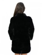 Mink horizontal coat 74 cm black 46 three-quarter sleeves with external pockets and hooks - Image 6