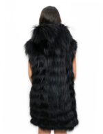 Gilet volpe colore nero 52 chiusura zip cappuccio tasche esterne zip laterali