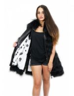 Gilet volpe colore nero 52 chiusura zip cappuccio tasche esterne zip laterali