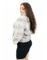 Sleeve jacket three quarters horizontal mink sapphire 48 neck crater pocket normal hook closure - Image 3