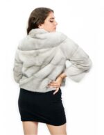 Sleeve jacket three quarters horizontal mink sapphire 48 neck crater pocket normal hook closure - Image 6
