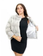 Sleeve jacket three quarters horizontal mink sapphire 48 neck crater pocket normal hook closure - Image 7