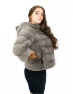 Horizontal vison dove gray jacket cashmere 42 sleeves three quarters with external pockets and hooks - Image 4