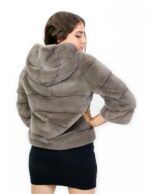 Horizontal mink cashmere dove grey jacket 46 sleeves three quarters with external pockets and hooks - Image 6