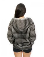 Horizontal mink dark grey jacket 46 sleeves three quarters with external pockets and hooks - Image 6