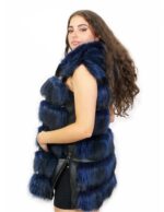 Gilet volpe colore blu 44 chiusura zip cappuccio tasche esterne zip laterali
