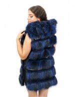 Gilet volpe colore blu 44 chiusura zip cappuccio tasche esterne zip laterali