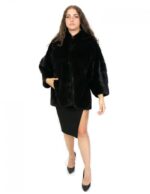 Cape with sleeve and hood 52 transverse mink with soft external pockets - Image 5