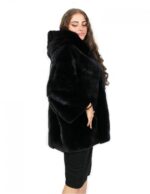 Cape with sleeve and hood 52 transverse mink with soft external pockets - Image 4
