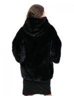 Cape with sleeve and hood 52 transverse mink with soft external pockets - Image 6