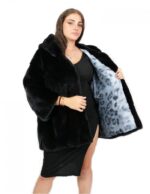 Cape with sleeve and hood 52 transverse mink with soft external pockets - Image 7