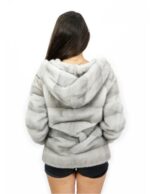 Fur jacket horizontal sapphire mink zip 44 hood long sleeve leather - Image 6