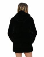 Black coat in horizontal mink with hood 48 72 cm long with external pockets - Image 6