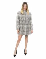 Sapphire coat in horizontal mink with pistagna 50 80 cm long with drawstring waist - Image 5