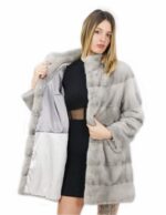 Sapphire coat in horizontal mink with pistagna 50 80 cm long with drawstring waist - Image 7