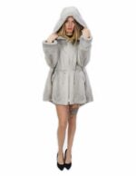 Cappotto 50 reversibile zaffiro intero e tessuto impermeabile zip manica lunga lungo 86 cm