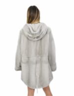 Cappotto 50 reversibile zaffiro intero e tessuto impermeabile zip manica lunga lungo 86 cm