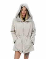 Cappotto 50 reversibile zaffiro intero e tessuto impermeabile zip manica lunga lungo 86 cm
