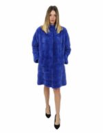 Mantel 92 cm horizontales Immergrün Nerz 50 cm mit Außentaschen und Hakenverschluss – Bild 5