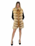 Лисий жилет натуральный цвет оранжевый 46 застежка-молния pistagna внешние карманы на молнии боковые молнии — изображение 5