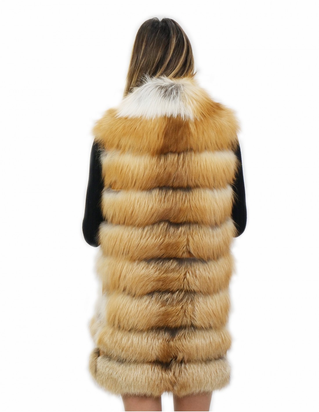 Лисий жилет натуральный цвет оранжевый 46 застежка-молния pistagna внешние карманы на молнии боковые молнии — изображение 6