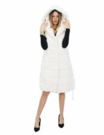 Vest 94 cm optic white horizontal mink and rex 54 fur drawstring hood - Image 5