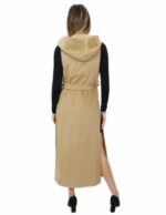 Long camel sleeveless in cashmere 48 with hook closure belt and external pockets - Image 6