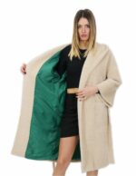 High quality beige cashmere coat 44 with hood and external pockets - Image 7