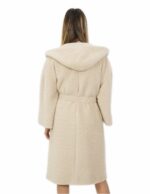 Cappotto in cashmere 52 di alta qualita colore beige con cappuccio e tasche esterne