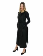Long black sleeveless in cashmere 42 with hook closure belt and external pockets - Image 3