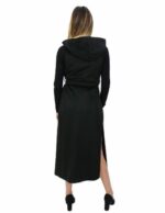 Long black sleeveless in cashmere 42 with hook closure belt and external pockets - Image 6