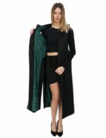 Long black sleeveless in cashmere 46 with hook closure belt and external pockets - Image 7