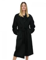 Cappotto collo sciallato in cashmere 52 di alta qualita colore nero e tasche esterne