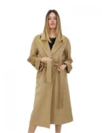 Cappotto collo sciallato in cashmere 50 di alta qualita colore cammello e tasche esterne