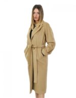 Shawl collar coat in high quality cashmere 50 camel color and external pockets - Image 3