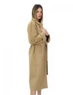 Shawl collar coat in high quality cashmere 50 camel color and external pockets - Image 4