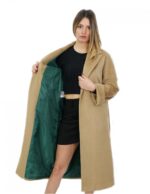 Shawl collar coat in high quality cashmere 50 camel color and external pockets - Image 7