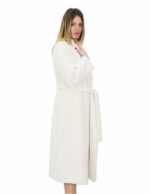 Cappotto 50 colore bianco lungo 130 centimetri collo sciallato in cashmere di alta qualita e tasche esterne - Image 4
