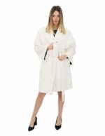 Coat 52 white color 100 cm long shawl collar in high quality cashmere and external pockets - Image 5