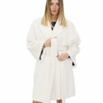 Cappotto 52 colore bianco lungo 100 centimetri collo sciallato in cashmere di alta qualita e tasche esterne